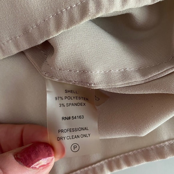 Tan V-neck Blouse with Black Trim - Picture 4 of 4